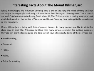Interesting Facts About The Mount Kilimanjaro