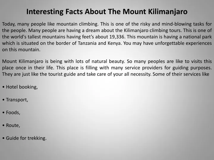 interesting facts about the mount kilimanjaro
