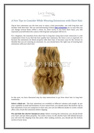 A Few Tips to Consider While Wearing Extensions with Short Hair
