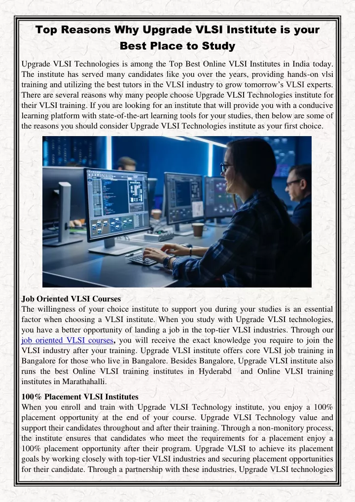top reasons why upgrade vlsi institute is your