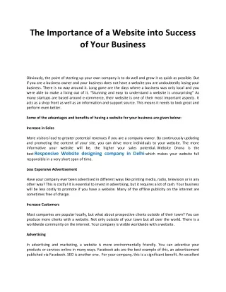 the importance of a website into success of your