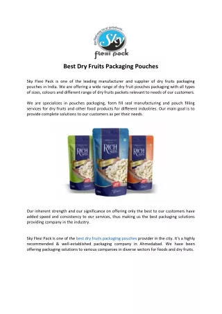 Best Dry Fruits Packaging Pouches