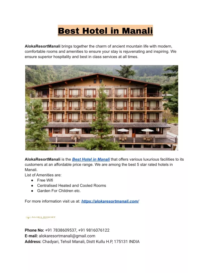 best hotel in manali