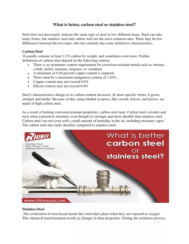 what is better carbon steel or stainless steel