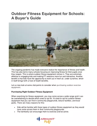 Outdoor Fitness Equipment for Schools: A Buyer’s Guide - ArihantPlay