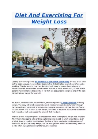 Diet And Exercising For Weight Loss
