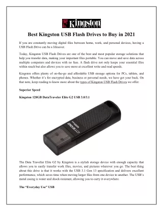 Kingston USB Flash Drives to Buy in 2021