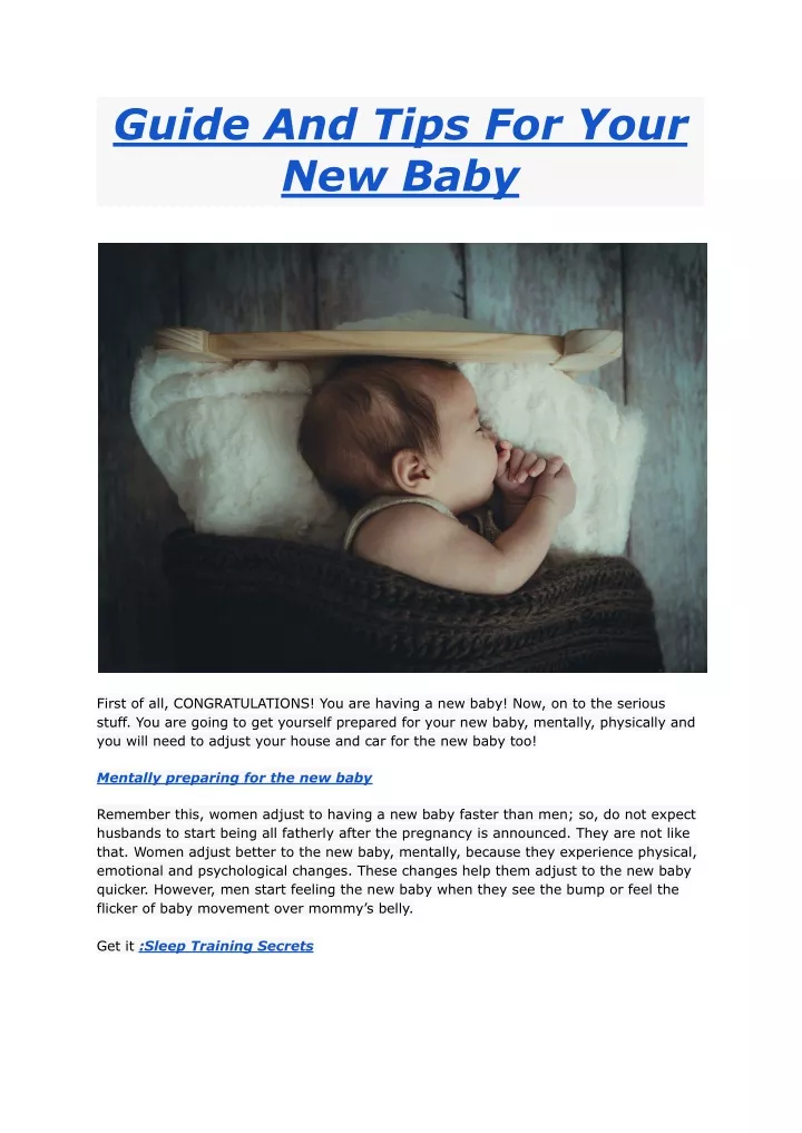 guide and tips for your new baby