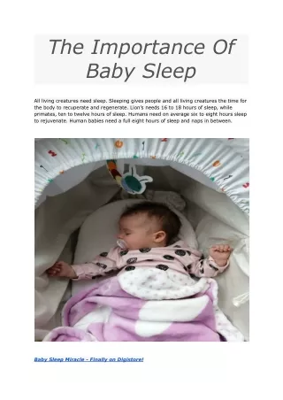 The Importance Of Baby Sleep