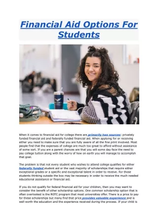 Financial Aid Options For Students