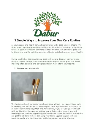 5 Simple Ways to Improve Your Oral Care Routine
