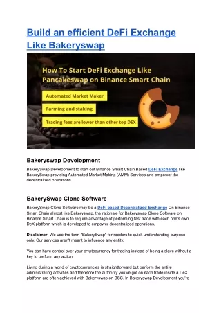 Build An Effective DeFi Exchange Like Bakeryswap