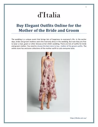 Buy Elegant Outfits Online for the Mother of the Bride and Groom