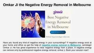 Get Removed Negative Energy by Negative Energy Removal in Melbourne