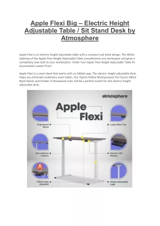 Apple Flexi Big – Electric Height Adjustable Table / Sit Stand Desk by Atmospher