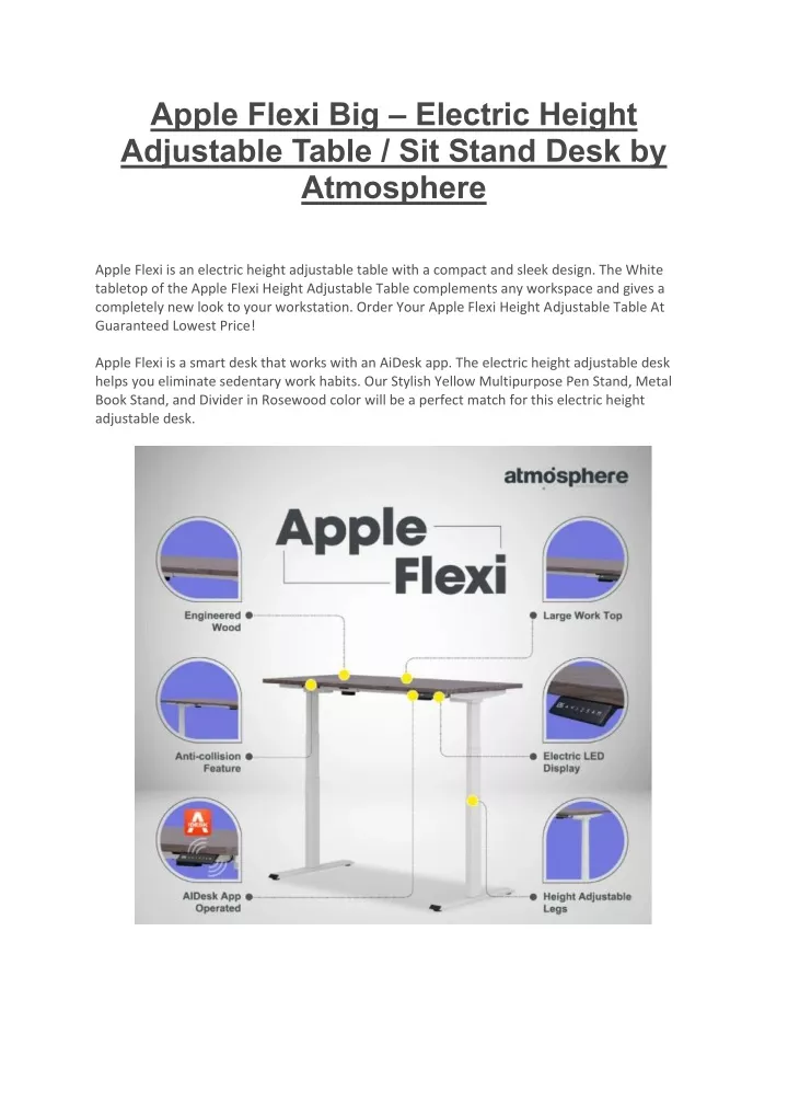 apple flexi big electric height adjustable table