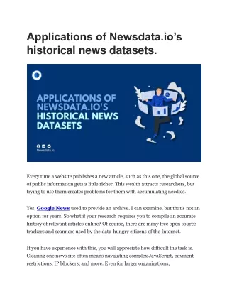 Applications of Newsdata.io's historical news datasets