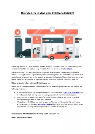 things to keep in mind while installing a cng kit
