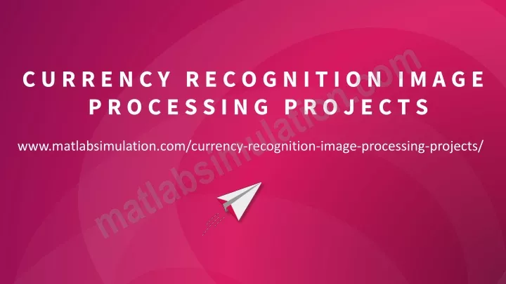 currency recognition image processing projects