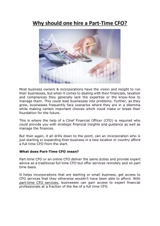 why should one hire a part time cfo