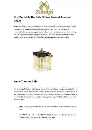 Buy Portable Hookah Online From A Trusted Seller