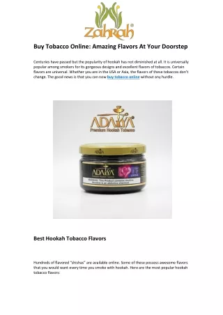Buy Tobacco Online: Amazing Flavors At Your Doorstep