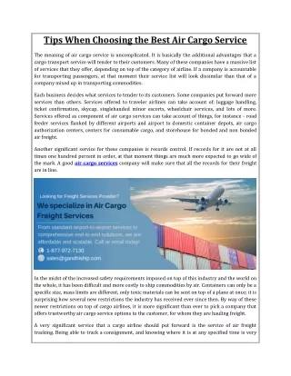 tips when choosing the best air cargo service
