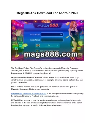 mega888 apk download for android 2020