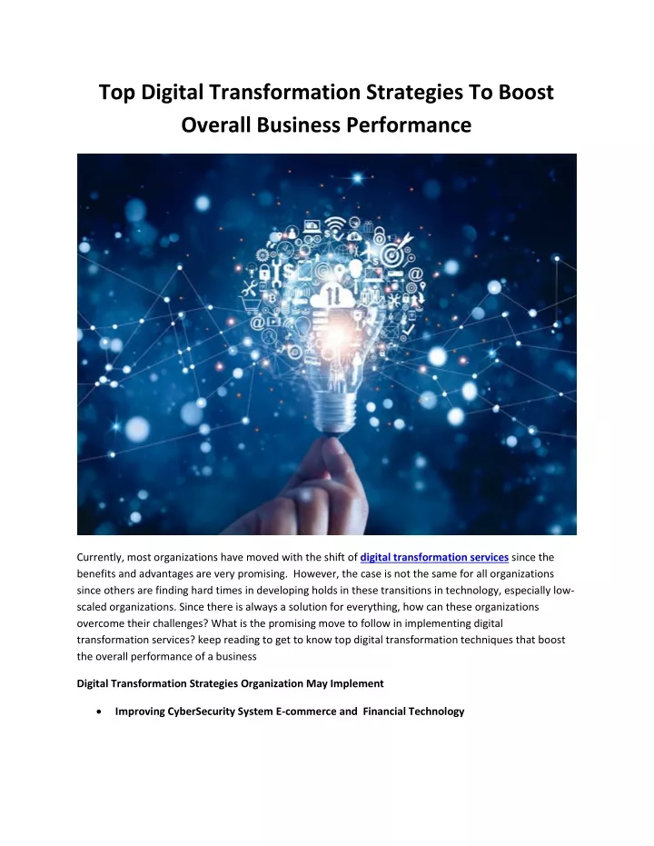 PPT   Top Digital Transformation Strategies To Boost Overall Business