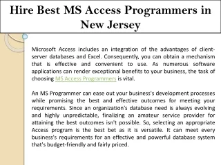 Hire Best MS Access Programmers in New Jersey