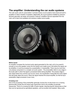 the amplifier understanding the car audio systems