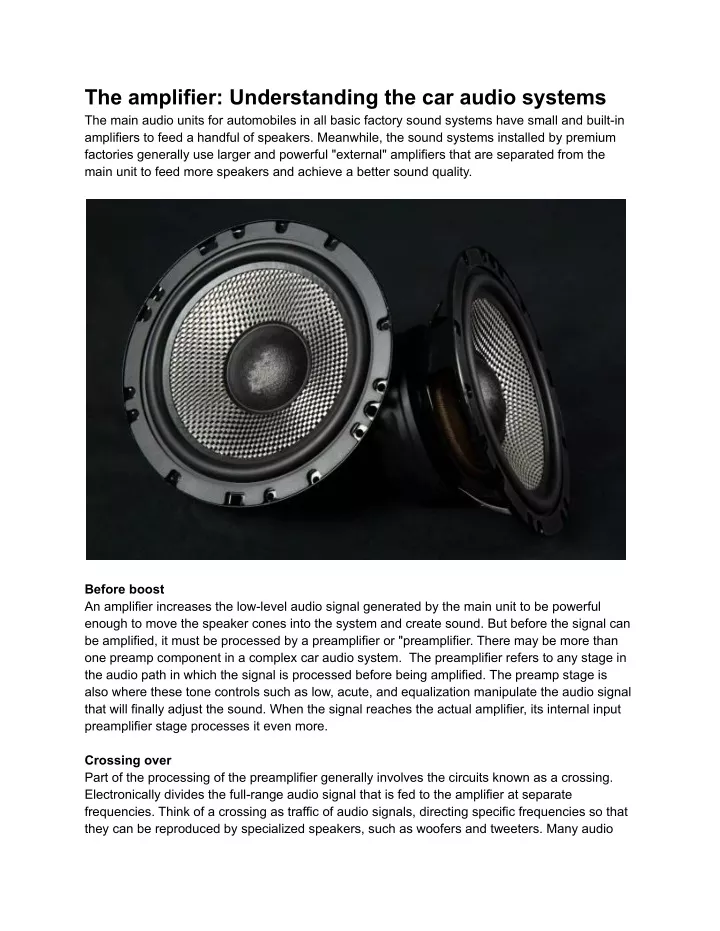 the amplifier understanding the car audio systems