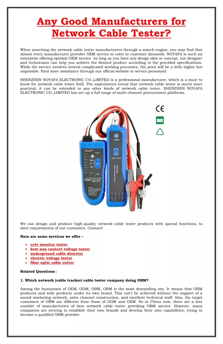 any good manufacturers for network cable tester