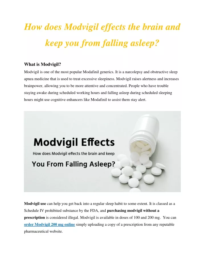 how does modvigil effects the brain and