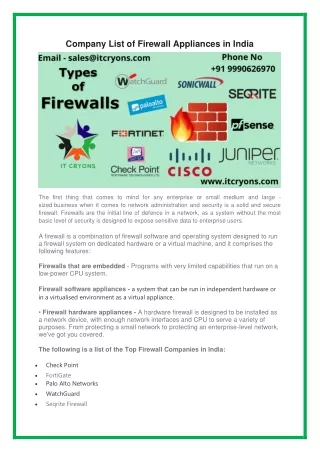 company list of firewall appliances in india
