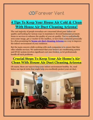 House Air Duct Cleaning Arizona | Forever Vent