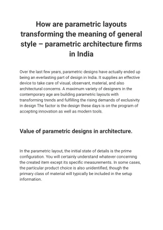 How are parametric layouts transforming the meaning of general style – parametric architecture firms in India