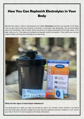 how you can replenish electrolytes in your body