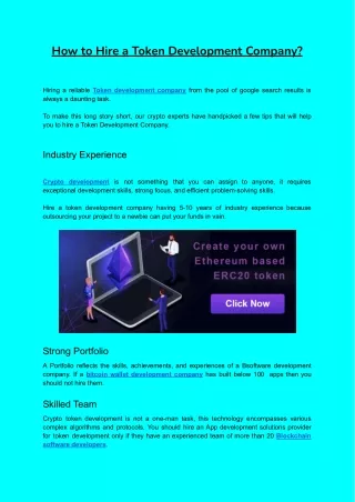 how to hire a token development company