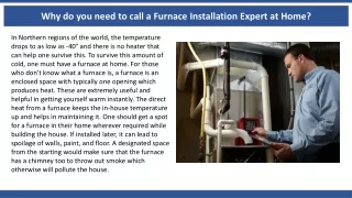 why do you need to call a furnace installation
