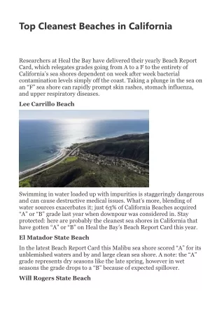 top cleanest beaches in california researchers