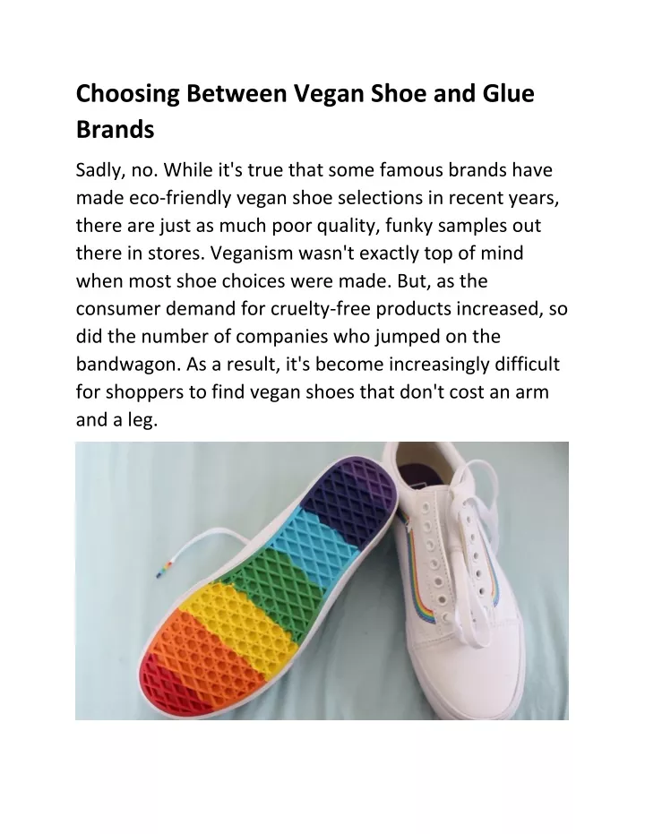 choosing between vegan shoe and glue brands