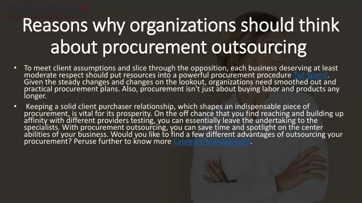 reasons why organizations should think about procurement outsourcing
