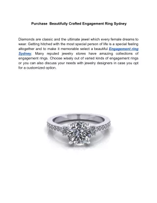 Purchase  Beautifully Crafted Engagement Ring Sydney