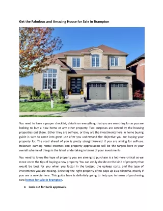 Get the Fabulous and Amazing House for Sale in Brampton