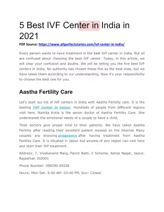 Best IVF Center in India