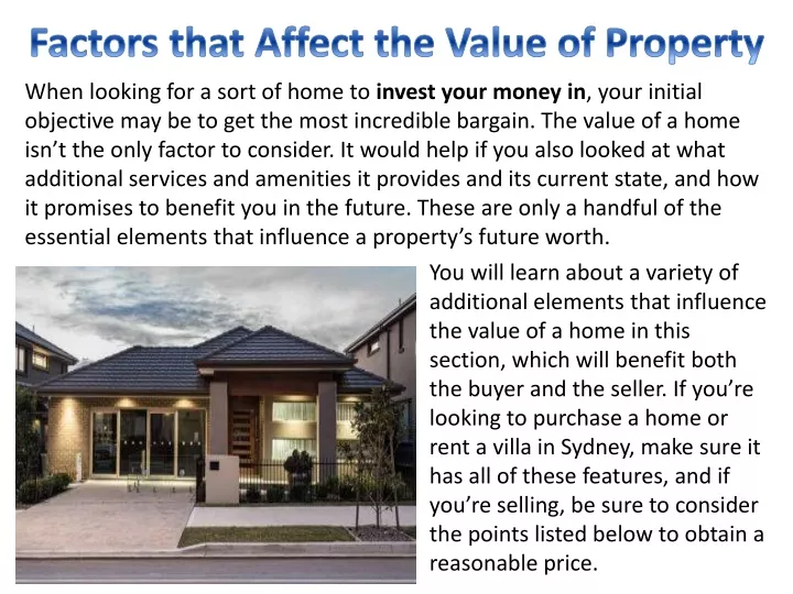 factors t hat affect the value of property