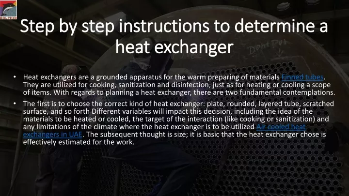 step by step instructions to determine a heat exchanger