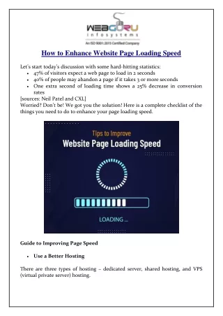how to enhance website page loading speed