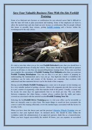 save your valuable business time with on site